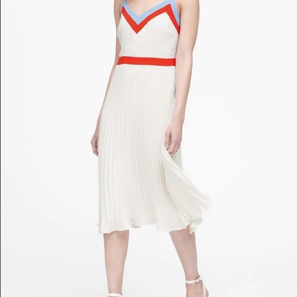 Banana Republic ColorBlock Pleated Midi Dress SZ 6